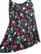 Sag Harbor Women&#39;s Black Floral A-Line Midi Skirt Pull On, Pockets, Size... - $14.99