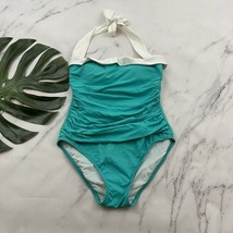 Lauren Ralph Lauren Womens One Piece Swimsuit Size 8 Blue White Halter R... - $36.56 CAD