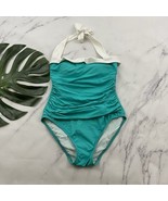 Lauren Ralph Lauren Womens One Piece Swimsuit Size 8 Blue White Halter R... - $36.54 CAD