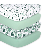 Fitted Crib Sheets for Boys or Girls, 4 Pack Set, Green Botanical Leaf - €45,31 EUR
