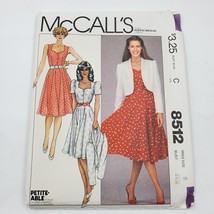 Vtg McCalls Sewing Pattern 8512 UnCut Jacket and Dress Misses&#39; Size 8 Bust 31.5&quot; - £5.38 GBP
