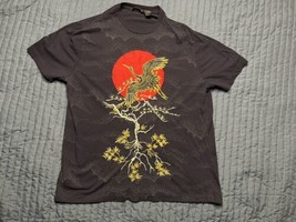 Sean John Embroidered Crane Rising Sun T Shirt Navy Blue Men’s XL - $14.85
