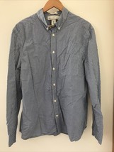 H&amp;M LOGG Blue White Checkered Gingham Mens Button Up Shirt Regular XL 50&quot; - £19.65 GBP