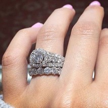 Ensemble de bagues de fiançailles et de mariage, 3,75 ct, diamant rond... - £231.92 GBP