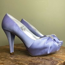 Michelangelo Diana Lavender Satin High Heels Rhinestone Embellishment Sz... - £20.97 GBP