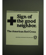 1974 The American Red Cross Ad - Sign of the good neighbor - £14.54 GBP