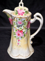 Vintage Japanese Floral Pottery 10” Tea Water Pitcher Jug + Lid - Unknow... - $25.39