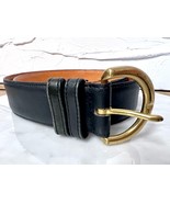 Coach Belt 34  Women Genuine Leather 8500 Navy Blue Brass Buckle USA - $39.60