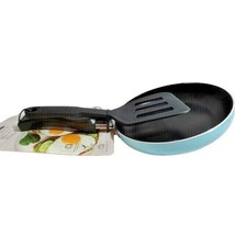 Mini Fry Pan Round Arctic Blue Black Slotted Turner Utensil 2-Pc Kitchen... - $24.97