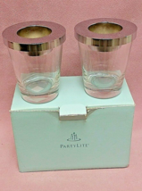 Party Lite P8488 Votive Pair Silver Tealight Candle Holders ~ Simple ~ Chic - £8.59 GBP