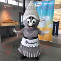 Gray Biryani mascot costume character dressed with a Circle Skirt and Beanies - £987.72 GBP