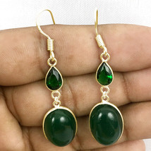 925 Sterling Silver/Gold/Rose Gold Plated Green Onyx Peridot Oval Shape Earrings - £19.44 GBP+