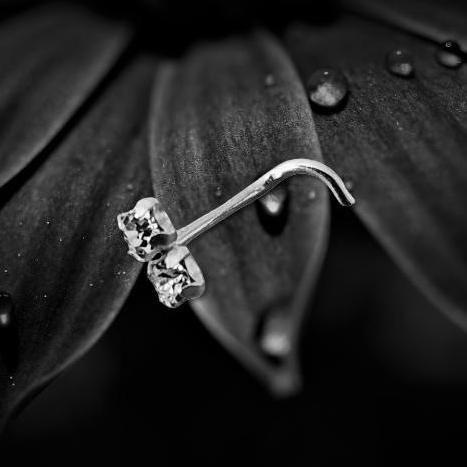 925 Sterling Silver Double Clear Crystal Nose Stud Screw Pin Bling Jewellery Item image 2