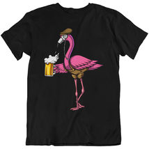 Hipster Flamingo Bird Beer Party Funny T-Shirt - £22.51 GBP