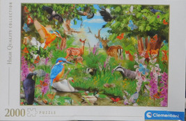 Clemontoni Fantastic Forest 2000 pc Jigsaw Puzzle Animals Birds Deer Butterfly  - $31.67