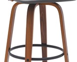 Benjara Oja 30 Inch Swivel Barstool Chair, Faux Leather, Curved, Walnut,... - £421.76 GBP