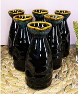 Glazed Ceramic Brown Waterfall Japanese Wine Sake Tokkuri Flask Pack of ... - $59.90 CAD