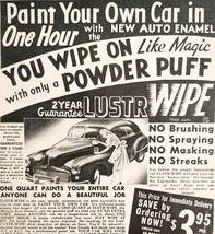 1948 Lustr Wipe Automotive Enamel Paint Advertisement Automobilia Auto B... - $19.99