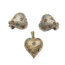 Vintage Jewels by Albert Weiss Heart Clip On Earrings w Matching Charm Pendant  - £24.64 GBP