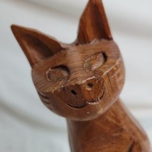 MCM Hand Carved Wooden Egyptian Siamese Cat Wooden Statue Figure Alien Eyes - £15.58 GBP