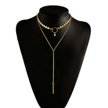 18K Gold-Plated Disc Star Layered Choker Necklace - £10.44 GBP