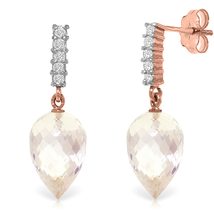 Galaxy Gold GG 14k Rose Gold Earrings with Diamonds and Pointy Briolette... - £357.70 GBP+