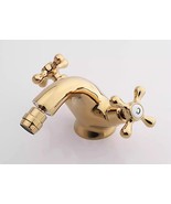 Gold double cross handles Single hole bathroom bidet faucet mixer tap Cl... - $153.44 CAD