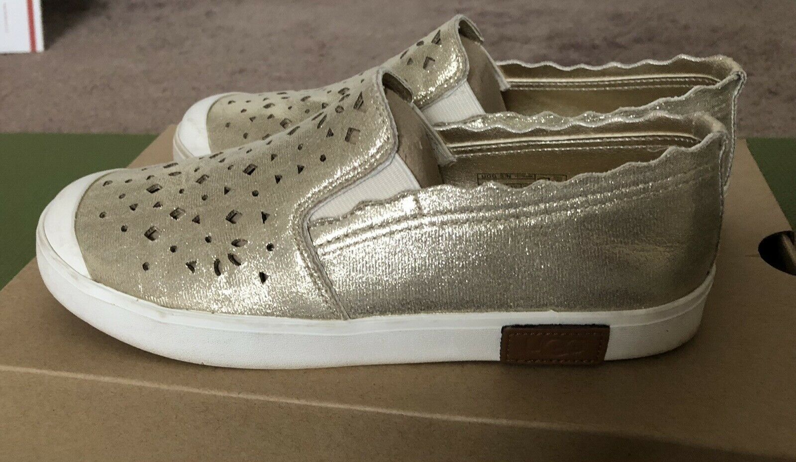 UGG Karsyn Slip-on Gold Sneakers Girls Size 4 - $40.00