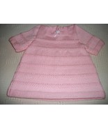 Hand knitted short sleeves solid pink baby girl dress 6-9 Months New! - £24.03 GBP