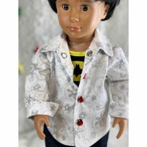 Doll Outfit Holiday Pearl Snap Button Navy Denim Pants American Girl 18&quot; Dolls - £10.27 GBP