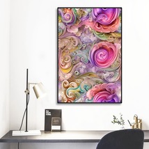 Dark Pink Pastel Watercolor Framed Mural 12&#39; X 18&#39; Home Decor Wall Art Painting - £36.75 GBP