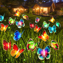 Solar Garden Lights, 3 Pack Lifelike Swaying Butterfly Solar Lights for Outside, - £39.43 GBP