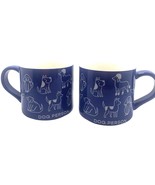 Parker Lane Dog Person Mugs Navy Blue and White 4in SET OF 2 - £9.41 GBP