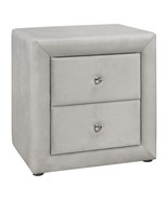 21 Inch Light Gray Velvet Two Drawer Nightstand - $336.99