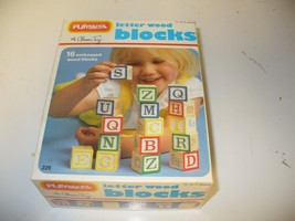Vintage 1978 Playskool Letter Wood Blocks #226 16 Building Blocks Letters - $11.88