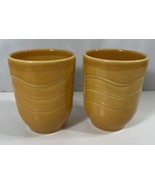 2 Syracuse Cantina Ribbed Cup Mug Saffron Yellow Orange Vtg China Restau... - $14.84