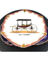 Vintage 4&quot; Light Rockaway Carriage Buggy Dish Ashtray Gold Trim Made in ... - $15.54