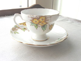 Vintage Rosina China Yellow Floral Design Footed Cup and Saucer Set  - £9.37 GBP