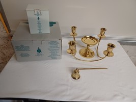 PartyLite Brass 4&quot; Falmouth Pillar Candle Holder Quartet Holder Snuffer Lot - £31.64 GBP