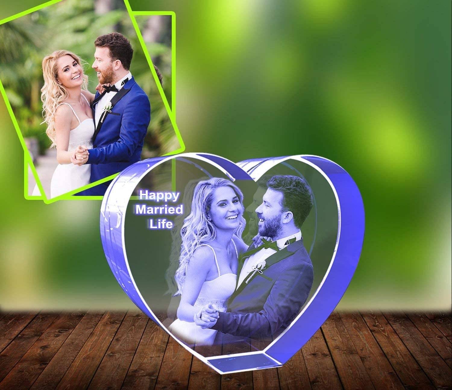 Personalized Anniversary 3D Engraved Crystal Photo Gift