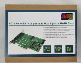 SYBA PCIe to mSata 2 Ports &amp; M2.2 Ports Raid Card Model SY-PEX50090 - £40.22 GBP