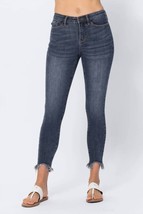 Judy Blue mid-rise shark bite hem skinny jeans in DARK BLUE - size 25 - $50.49