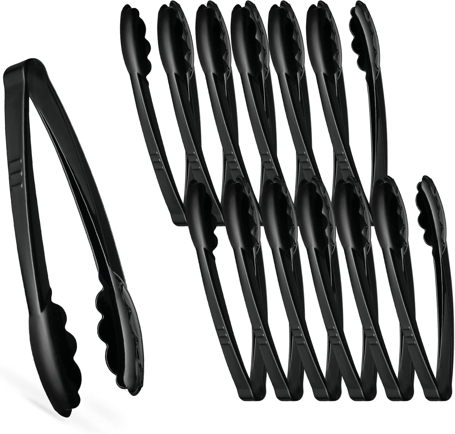 [Black Tongs 7.5&#39;&#39; Inches] Plasticpro 7.5&#39;&#39; Serving Tongs Heavy Duty Reu... - $31.97