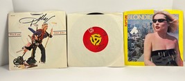 Lot single records 45&#39;s Dolly Parton 9 to 5, Queen Bites Dust, Blondie R... - £8.12 GBP