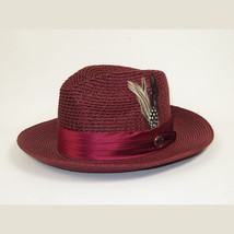Men's Summer Spring Braid Straw style Hat by BRUNO CAPELO JULIAN JU912 Burgundy image 6