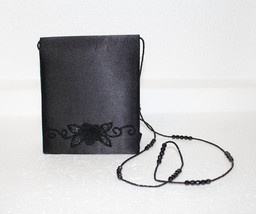 Jessica McClintock Black Beaded Shoulder Bag Handbag Purse Evening Clutch - £31.59 GBP