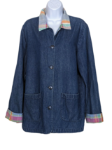 Coldwater Creek Size L Light Weight Denim Jacket with Pastel Collar, Cuf... - $28.85