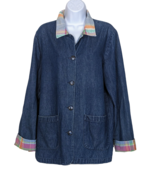 Coldwater Creek Size L Light Weight Denim Jacket with Pastel Collar, Cuf... - £22.68 GBP