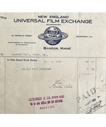 Universal Films Exchange 1915 WW2 Era Invoice Center Theater Maine DWEE3... - $747.57 MXN