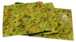 Peacock Dyed Eye Feathers Design Table Runner 13x72 inches - $19.79